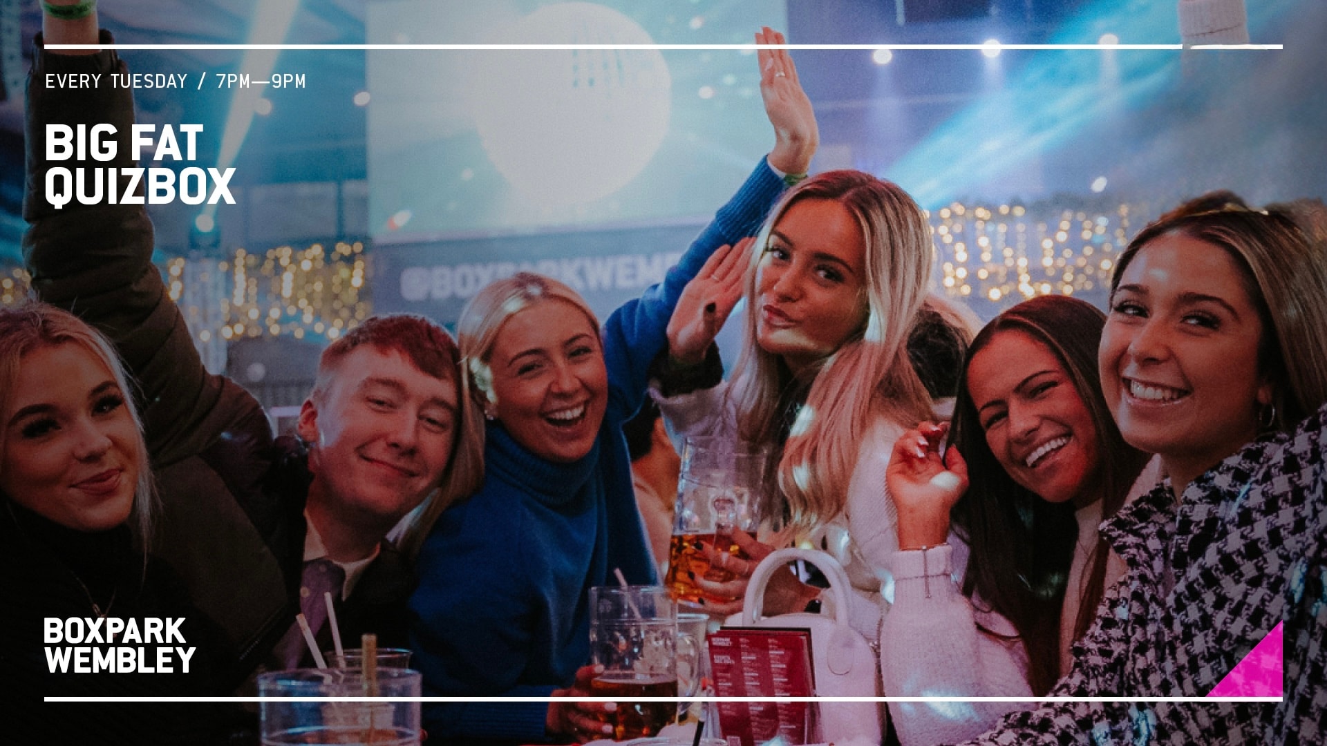 BIG FAT QUIZBOX Tuesday event graphic for BOXPARK Wembley